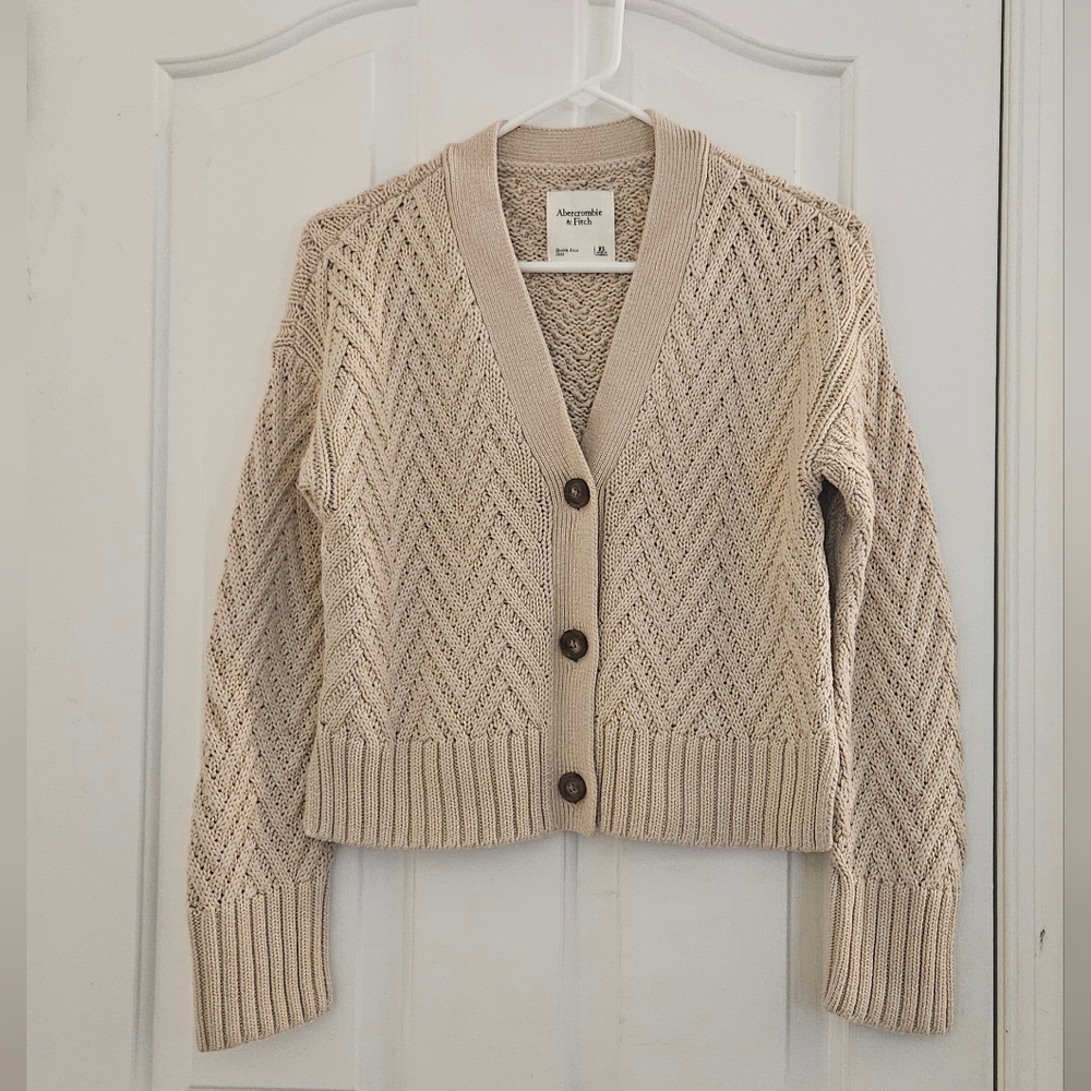 Abercrombie & Fitch Cream Knit Cardigan